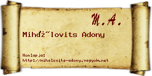 Mihálovits Adony névjegykártya